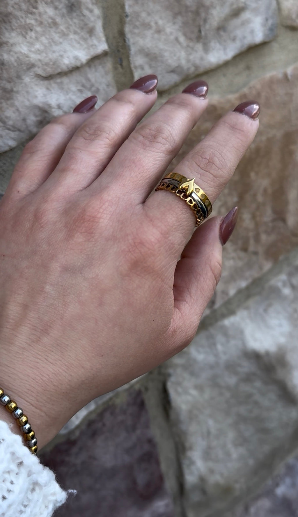 Golden Heart Stack Ring